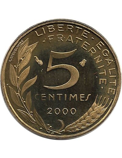 FRANCE 5 CENTIMES LAGRIFFOUL 3 PLIS 2000 BE