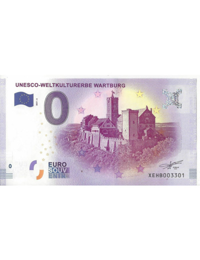 ALLEMAGNE UNESCO BILLET SOUVENIR 0 EURO TOURISTIQUE 2017-4 NEUF