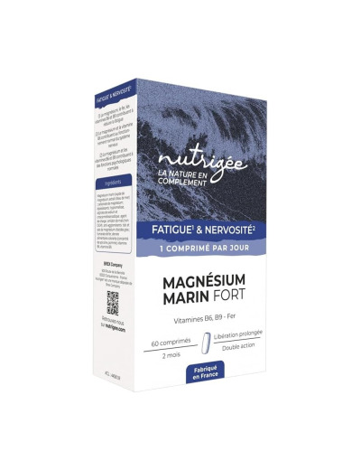 Magnésium Marin Fort, B6, B9, Fer 60 comprimés bi couche