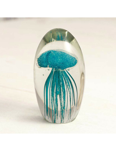 Sulfure verre méduse turquoise 9cmx6cm