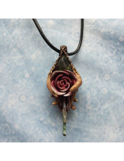 Pendentif "Rosée du matin" pierre naturelle Péridote