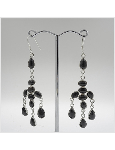 Boucles d'oreilles Onyx et Argent Massif