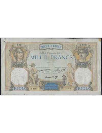 FRANCE 1000 FRANCS CERES ET MERCURE 31 DECEMBRE 1936 R.2682 TB