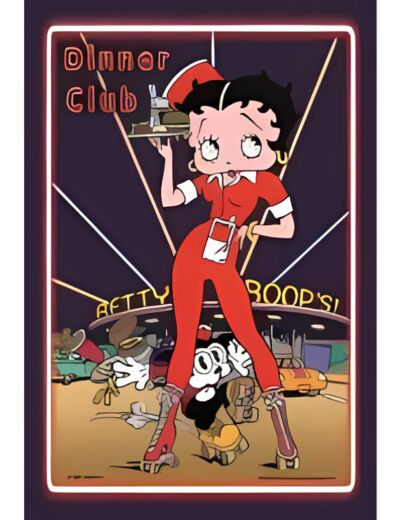 Plaque métal Betty Boop, Dinner Club - 20x30 - Déco US.