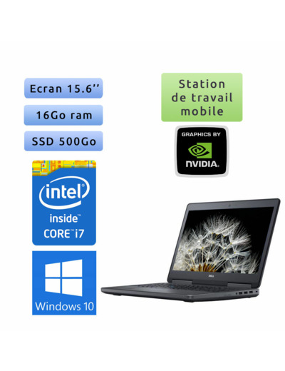 Dell Precision 7520 - Windows 10 - i7 16Go 500Go SSD - 15.6 - Webcam - M2200 - Station de Travail Mobile PC Ordinateur