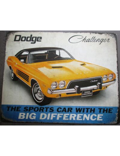 Plaque métal Dodge Challenger, 30x40cm. Décoration vintage.