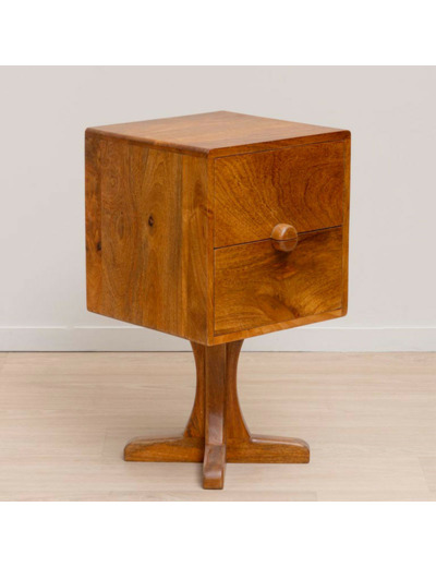 Table de chevet bois de manguier 35x35x64cm