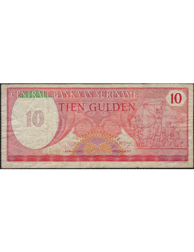 SURINAME 10 GULDEN 1 AVRIL 1982 TB+ (W126)