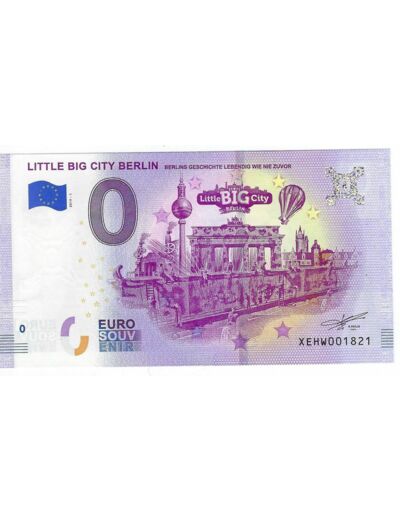 ALLEMAGNE 2019-1 LITTLE BIG CITY BERLIN BILLET SOUVENIR 0 EURO TOURISTIQUE  NEUF