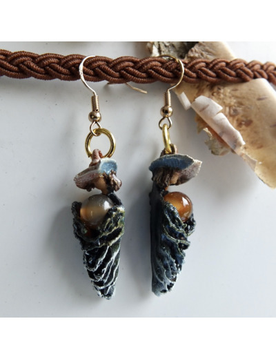 Boucles d'oreilles "Portefaix" pierre naturelle Cornaline