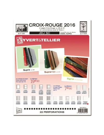 Yvert et Tellier FRANCE CROIX ROUGE SC 2016 (jeux avec pochettes)