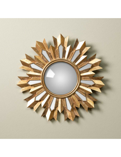 Miroir convexe résine doré flamme 35x35x35cm