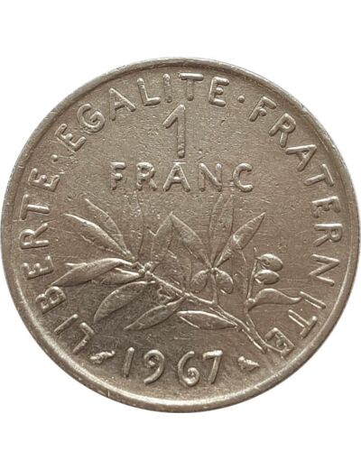 FRANCE 1 FRANC SEMEUSE ROTY NICKEL 1967 TTB (G474)