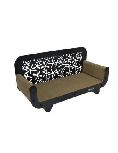 Grattoir carton canapé chat MDF noir - 59x30x25cm