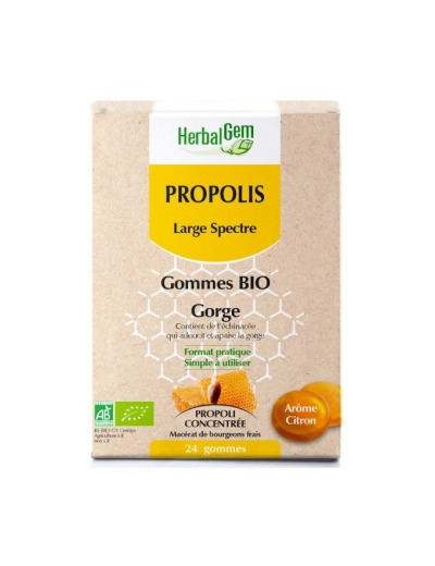 Propolis Large spectre gommes arôme citron 24 pièces