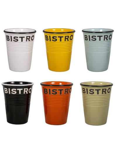 Ensemble 6 gobelets céramique bistro vintage 09x11cm