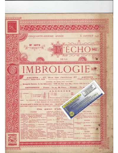 L'ECHO DE LA TIMBROLOGIE 56ème ANNEE 31 JANVIER 1942