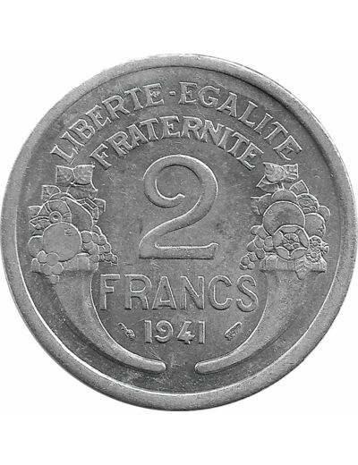 FRANCE 2 FRANCS MORLON ALU 1941 SUP