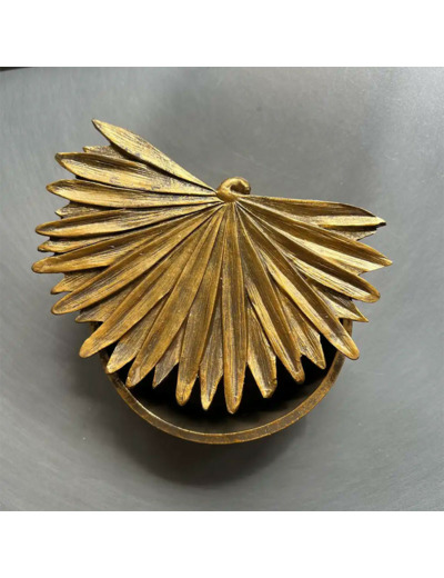Boîte à Bijoux Feuille Tropicale dorée 13x8x3cm