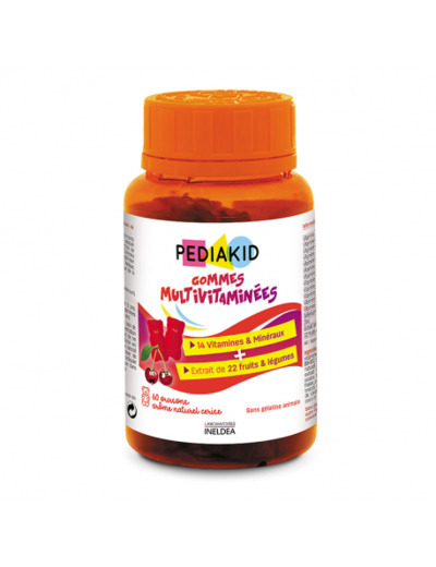 PEDIAKID Gommes Multivitaminées - 60 oursons - Ineldéa