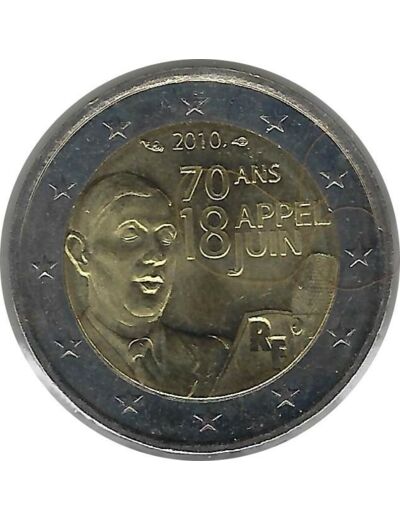 FRANCE 2010 2 EURO CHARLES DE GAULLE APPEL DU 18 JUIN