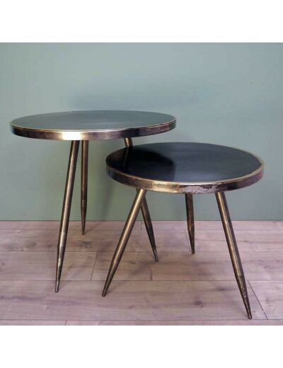 Ensemble 2 tables d'appoint métal 55x52 cm