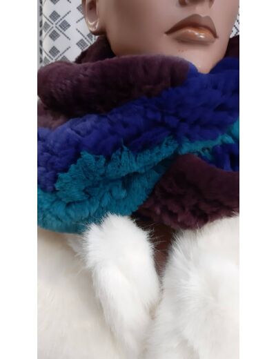 Echarpe snood en lapin rex multicolre