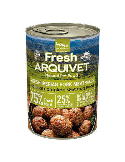 Boulettes de porc ibérique avec citrouille et haricots verts, pour chien adulte - 400g