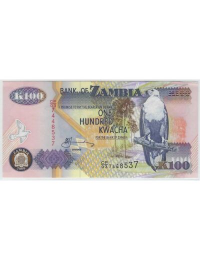 ZAMBIE 100 KWACHA 2008 SERIE CP03 NEUF