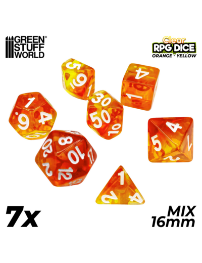 Accessoires Jeu - Dés - Dices - Mix x 7pcs Orange jaune