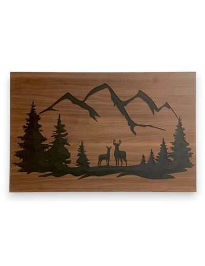 Paysage Montagnes avec Cerfs