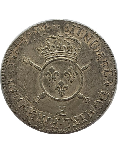 LOUIS XIV 1/2 ECU AUX INSIGNES 1703 E (Tours) TTB+ (VG189)