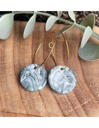 Boucles d'oreille créoles en porcelaine blanche et colorée