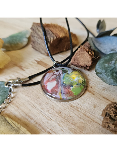 Collier en cordon ciré noir unique fait main