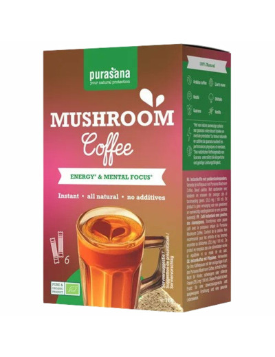 Mushroom Coffee-6 sticks-Purasana – Énergie et Clarté Mentale Bio