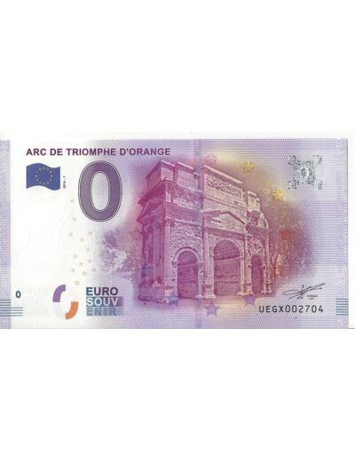 84 ORANGE 2016-1 ARC DE TRIOMPHE D'ORANGE BILLET SOUVENIR 0 EURO NEUF