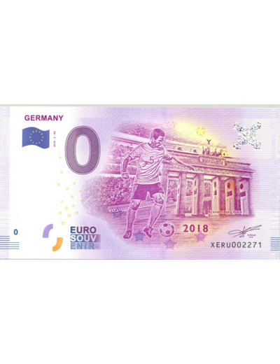 ALLEMAGNE 2018-3 EURO FOOTBALL 2018 BILLET SOUVENIR 0 EURO TOURISTIQUE NEUF