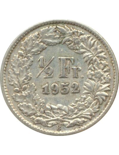 SUISSE 1/2 FRANC 1952 B TTB