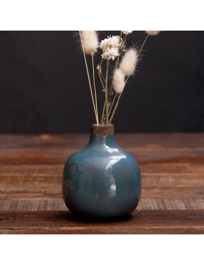 Vase Soliflore Céramique gris bleu 10x9cm