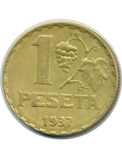 ESPAGNE REPUBLIC 1 PESETA 1937 TTB (W755)