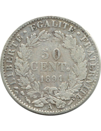 FRANCE 50 CENTIMES CERES 1894 A (Paris) TB+ N1