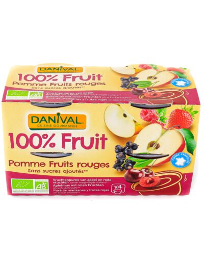 Compote Pomme Fruits Rouges Bio 4x100g