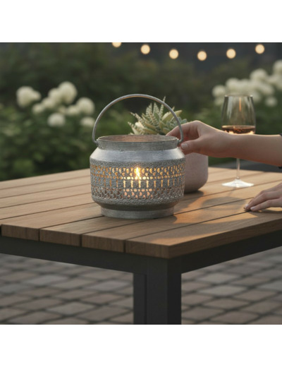 Photophore fer patiné 15x10x12cm