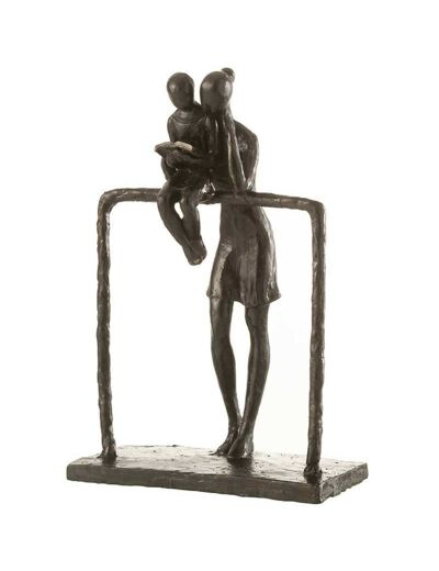 Statuette mère et enfant résine marron 20x10x30cm
