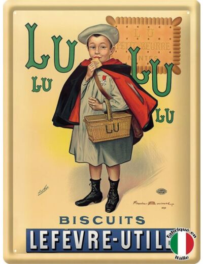 Plaque métal - Biscuits LU - 30 x 40 cm - Editions Clouet - Décoration vintage