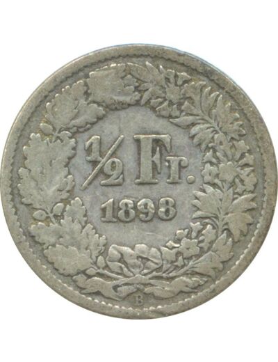 SUISSE 1/2 FRANC 1898 B TB+