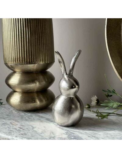 Basil lapin décoratif argenté 13x10x23cm