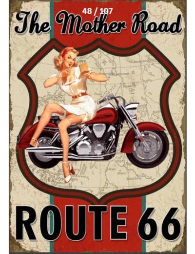 Plaque Métal Plate avec Relief The Mother Road, Route 66 - 28 x 40 cm.