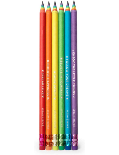 Legami - Lot de 6 crayons HB en papier recyclé arc-en-ciel