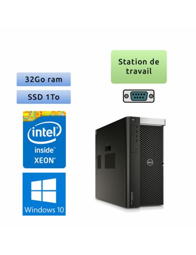 Dell Precision T7610 - Windows 10 - E5-2620v2 32Go 1To SSD - Port Serie - Ordinateur Tour Workstation PC